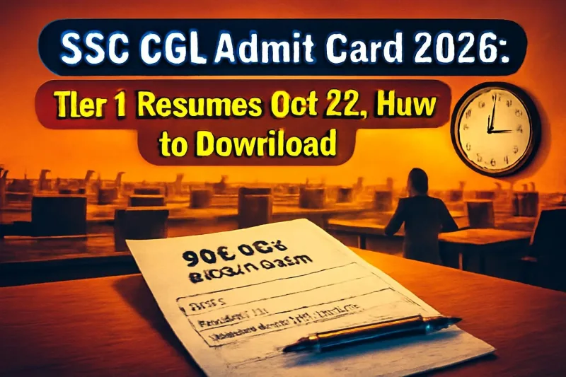 Empty computer-based exam hall with an admit card on a desk