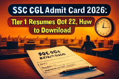 Empty computer-based exam hall with an admit card on a desk