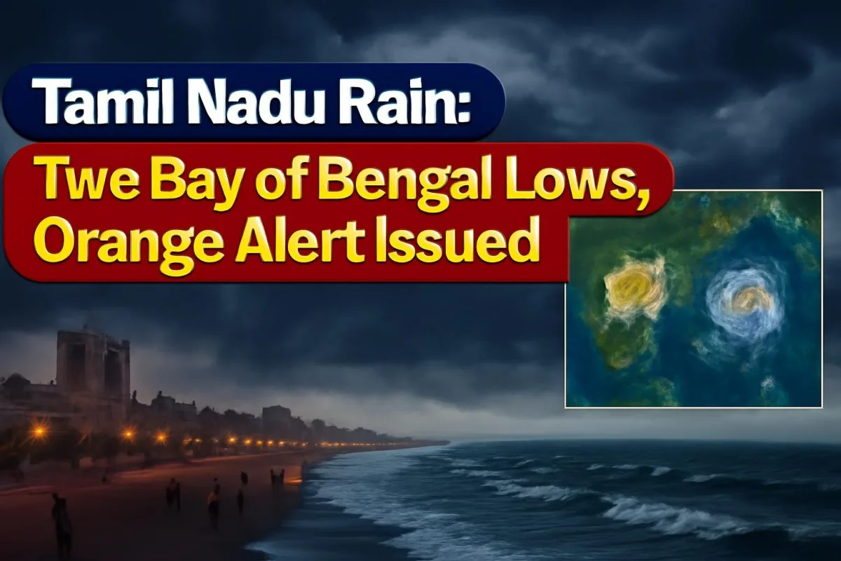 Monsoon clouds over the Chennai coast as low-pressure systems form in the Bay of Bengal