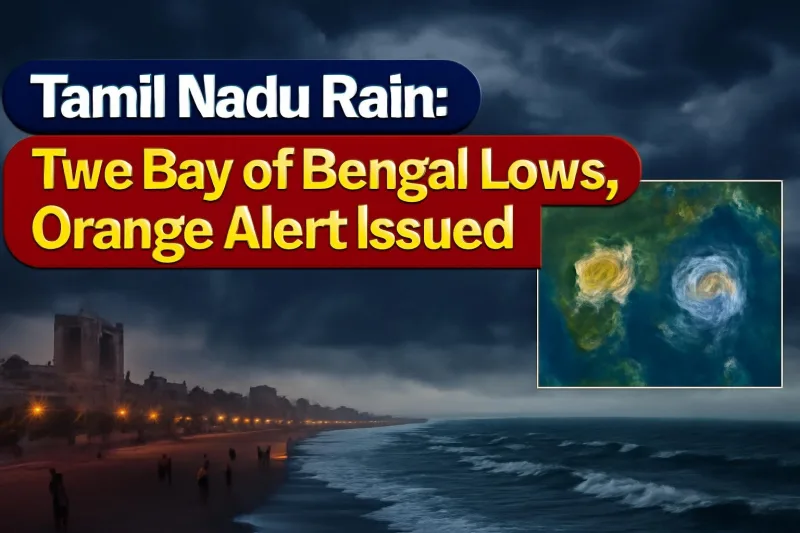 Monsoon clouds over the Chennai coast as low-pressure systems form in the Bay of Bengal