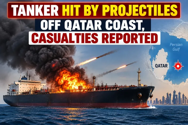 ViralDose headline card: Tanker Hit by Projectiles Off Qatar Coast, Casualties Reported