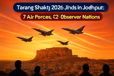 Fighter jets flying over Jodhpur during Exercise Tarang Shakti 2026