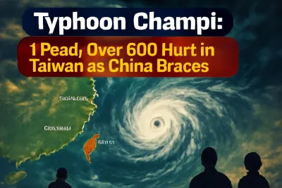 Typhoon Champi over the sea near Taiwan, with map of Taiwan and China's east coast