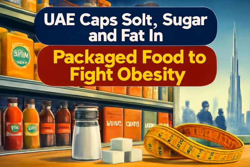 ViralDose headline card: UAE Caps Salt, Sugar and Fat in Packaged Food to Fight Obesity