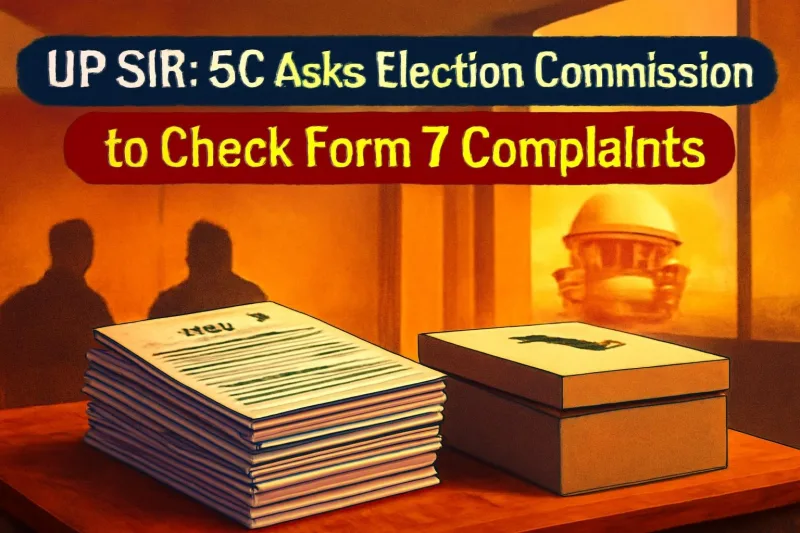 Voter forms and ballot box representing Supreme Court hearing on Form 7 in UP SIR